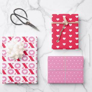 Valentinstag-Herzmuster-Wrapierpapier-Bogen Geschenkpapier Set
