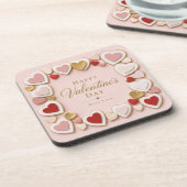 Valentinstag Herzrahmen mit Schichten Getränkeuntersetzer (Linke Seite)