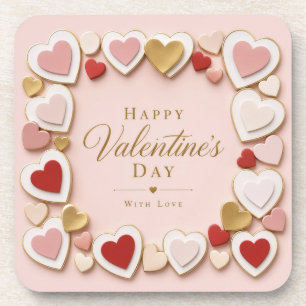 Valentinstag Herzrahmen mit Schichten Getränkeuntersetzer
