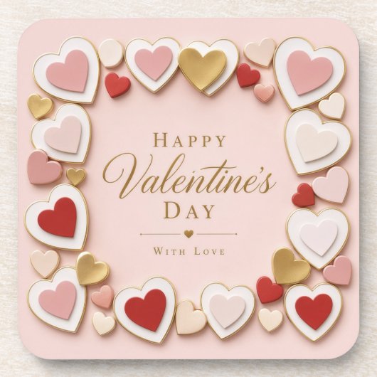 Valentinstag Herzrahmen mit Schichten Getränkeuntersetzer (Vorderseite)