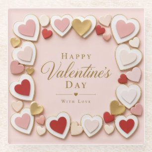 Valentinstag Herzrahmen mit Schichten Glasuntersetzer