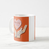 Valentinstag-Herzwort-Kunst Kaffeetasse (Vorderseite Links)