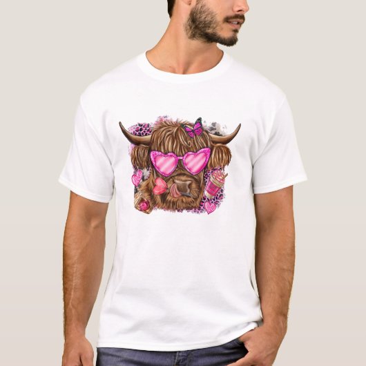 Valentinstag Highland-Rind T-Shirt (Vorderseite)