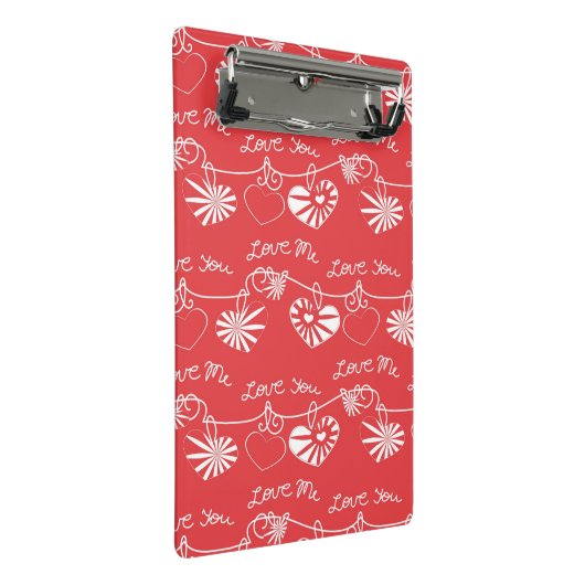 Valentinstag-Hintergrund Mini Klemmbrett (Schrägansicht)