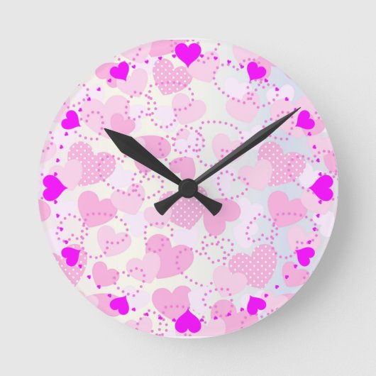 Valentinstag-Hintergrund Runde Wanduhr (Vorderseite)