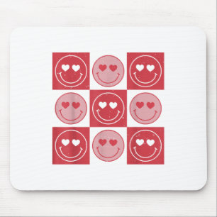 Valentinstag Hippie Groovy Smile Face Herzchen Che Mousepad