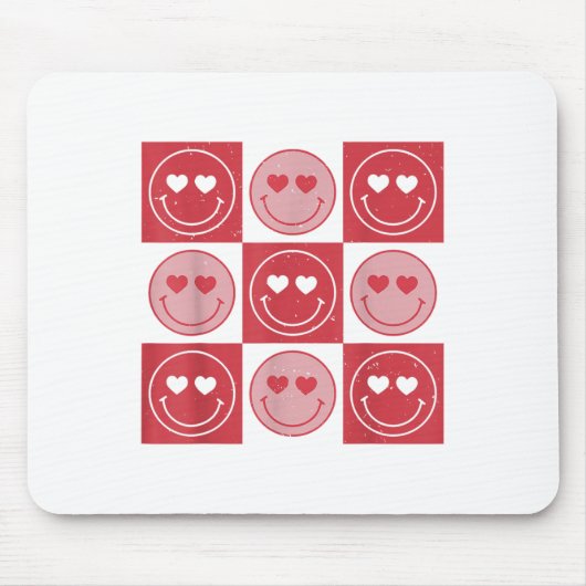 Valentinstag Hippie Groovy Smile Face Herzchen Che Mousepad (Vorne)