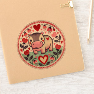 Valentinstag Hippo Hippopotamus Aufkleber