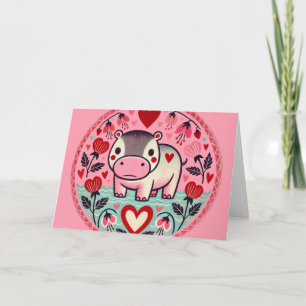 Valentinstag Hippo Hippopotamus Karte