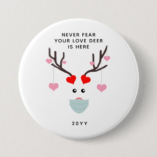 Valentinstag-Hirsch-Maske Button (Vorderseite)
