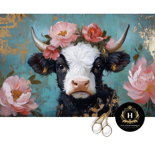 Valentinstag Hochland Kuh rustikale Decoupage Seidenpapier