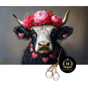 Valentinstag Hochland Kuh rustikale Decoupage Seidenpapier