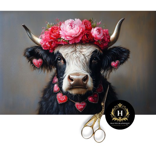 Valentinstag Hochland Kuh rustikale Decoupage Seidenpapier