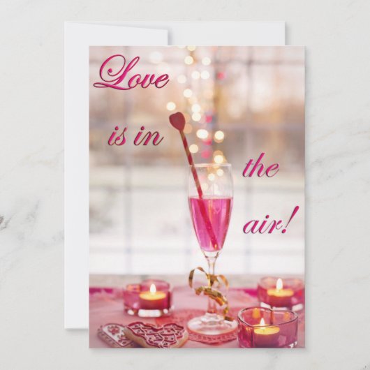 Valentinstag Hochzeit Liebe Champagner Feiertagskarte (Vorderseite)