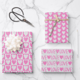 Valentinstag Hochzeit Rosa Glitzer Herz Geschenkpapier Set