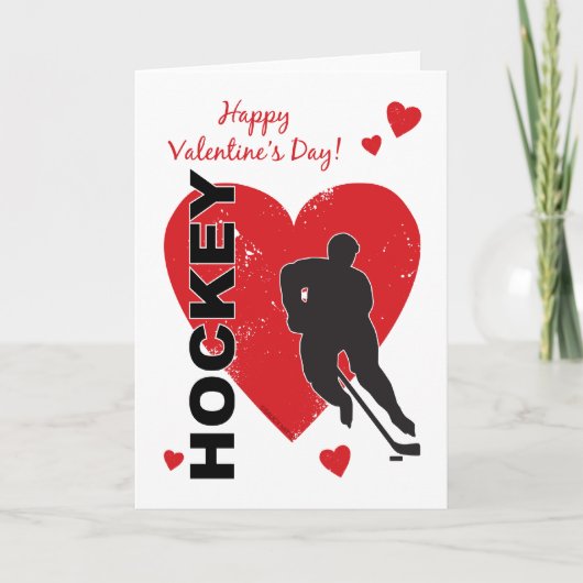 Valentinstag Hockeyherzen (männlich) Grußkarte Feiertagskarte (Vorderseite)