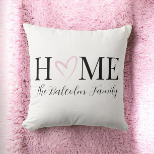 Valentinstag-Home-Rosa-Herz-Familienname Kissen