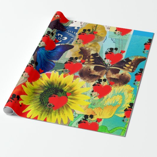 Valentinstag HÖREN UND BLUME Wrapping Paper Geschenkpapier (Ungerollt)