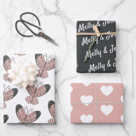 Valentinstag hört Butterfly Art Pattern Geschenkpapier Set