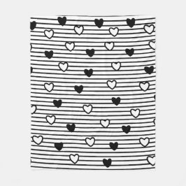 Valentinstag Hört Schwarz-weiße Streifen Muster Fleecedecke