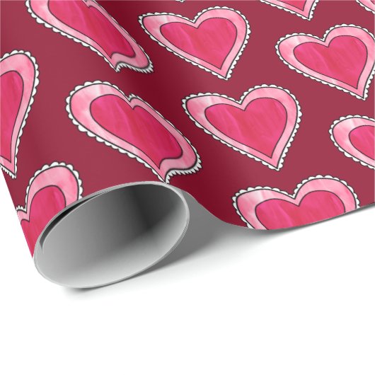 Valentinstag hübsch Pink Hearts Geschenkpapier (Rolleneckpunkt)