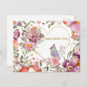 Valentinstag Hübsche Vogelwelt Postkarte (Vorne/Hinten)
