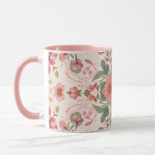 Valentinstag, hübsches rosa Blumenmuster Tasse (Links)