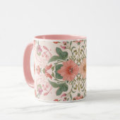 Valentinstag, hübsches rosa Blumenmuster Tasse (Vorderseite Links)