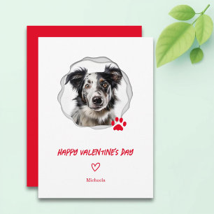 Valentinstag-Hund-Foto Rote Herz Feiertagskarte 