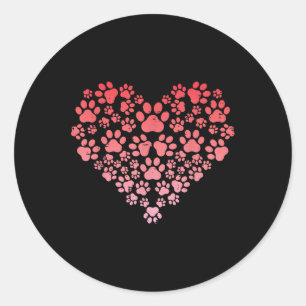 Valentinstag Hund Katze Paws Herz Pelze Mama Vater Runder Aufkleber