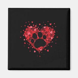 Valentinstag-Hund und Katzenpfoten-Shirt Valentins Magnet