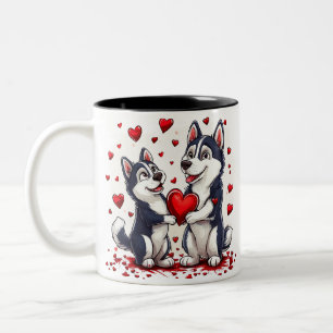 🐾 Valentinstag Husky Hund Liebesgeschenk für Paar Zweifarbige Tasse