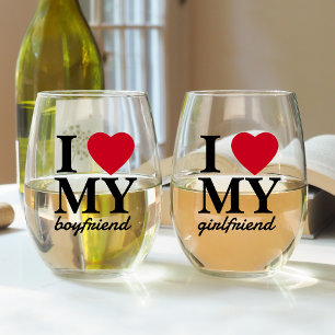 Valentinstag I Liebe Meine Freundin Boyfriend Weinglas Ohne Stiel
