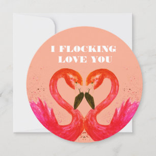 Valentinstag I Liebe Sie Flamingo Vögel Feiertagskarte