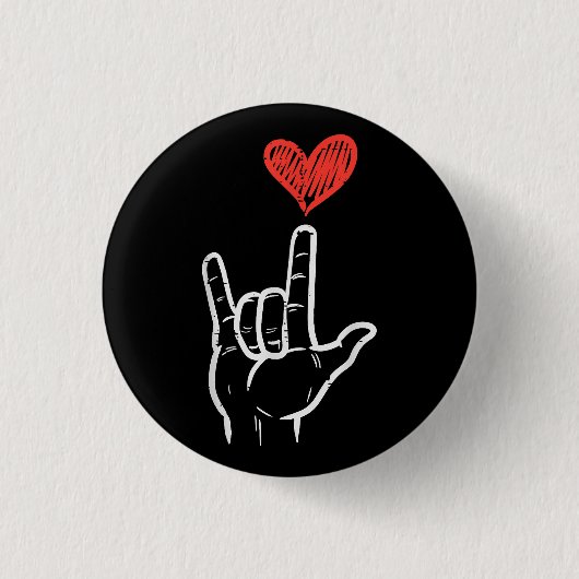 Valentinstag I Liebe Sie geben ASL Herzkuchen Button (Vorderseite)