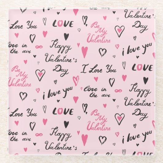 Valentinstag: "I Liebe You" Hintergrund. Glasuntersetzer (Vorderseite)