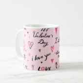 Valentinstag: "I Liebe You" Hintergrund. Kaffeetasse (Vorderseite Links)