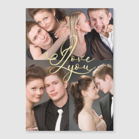 Valentinstag I Love You Fotocollage Magnetkarte (Vorderseite)