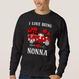 Valentinstag Ich liebe es, Nonna Rot kariert Truck Sweatshirt