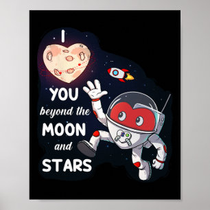 Valentinstag ich Liebe Sie über den Mond und Star Poster