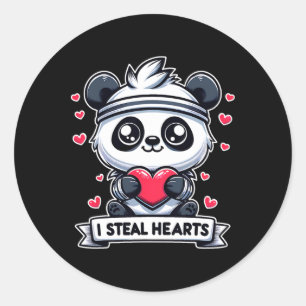 Valentinstag Ich stehle Herzen Panda Bär Cute Lust Runder Aufkleber