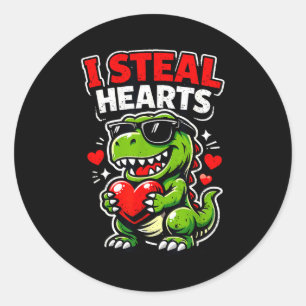 Valentinstag Ich stehle Herzen T-Rex  Runder Aufkleber