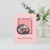 Valentinstag-Igel oder Stachelschwein-Karte Feiertagspostkarte (Stehend Vorderseite)