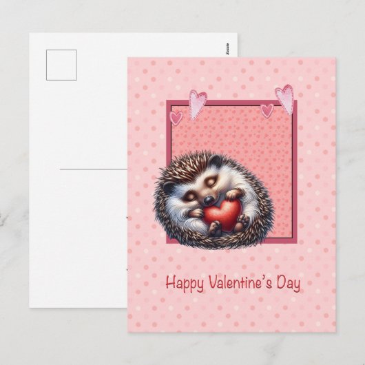 Valentinstag-Igel oder Stachelschwein-Karte Feiertagspostkarte (Vorne/Hinten)