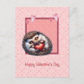 Valentinstag-Igel oder Stachelschwein-Karte Feiertagspostkarte (Vorderseite)