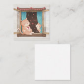 Valentinstag: Illustration über Katzen und Herzen Mitteilungskarte (Vorne/Hinten)