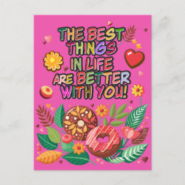 Valentinstag im Klassenzimmer Boho Donuts und Blum Feiertagspostkarte