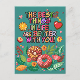 Valentinstag im Klassenzimmer Boho Donuts und Blum Feiertagspostkarte