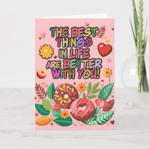 Valentinstag im Klassenzimmer Boho Donuts und Blum Karte