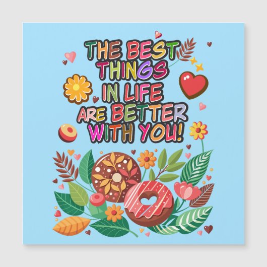 Valentinstag im Klassenzimmer Boho Donuts und Blum Magnetkarte (Vorderseite)